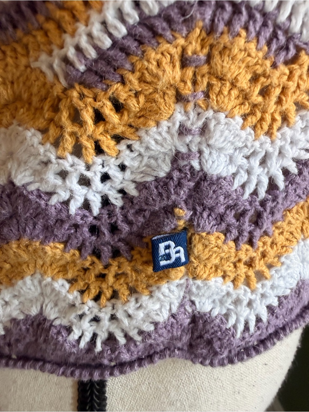 Blue Asphalt Striped Knit Spaghetti Strap Camisole in Lavender, Mustard & Cream - Picture 8 of 12